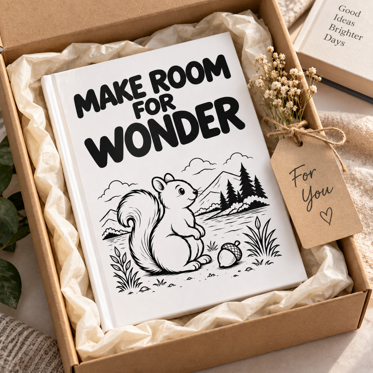Make Room for Wonder Squirrel Journal, Nature Lover Gift, Lined Writing Notebook