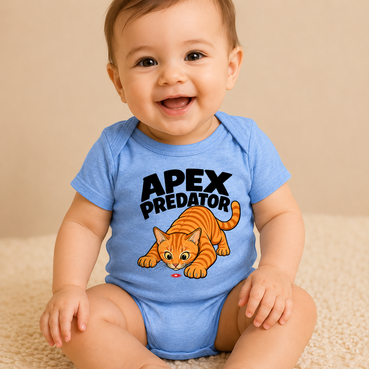 Apex Predator Baby Bodysuit, Funny Cat Baby Onesie, Orange Tabby Cat Infant Bodysuit, Cat Lover Baby Gift, Funny Baby Shower Gift