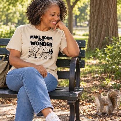 Squirrel Shirt, Nature Lover T-Shirt, Make Room for Wonder Tee, Woodland Animal Shirt, Outdoor Lover Gift, Cute Squirrel Gift