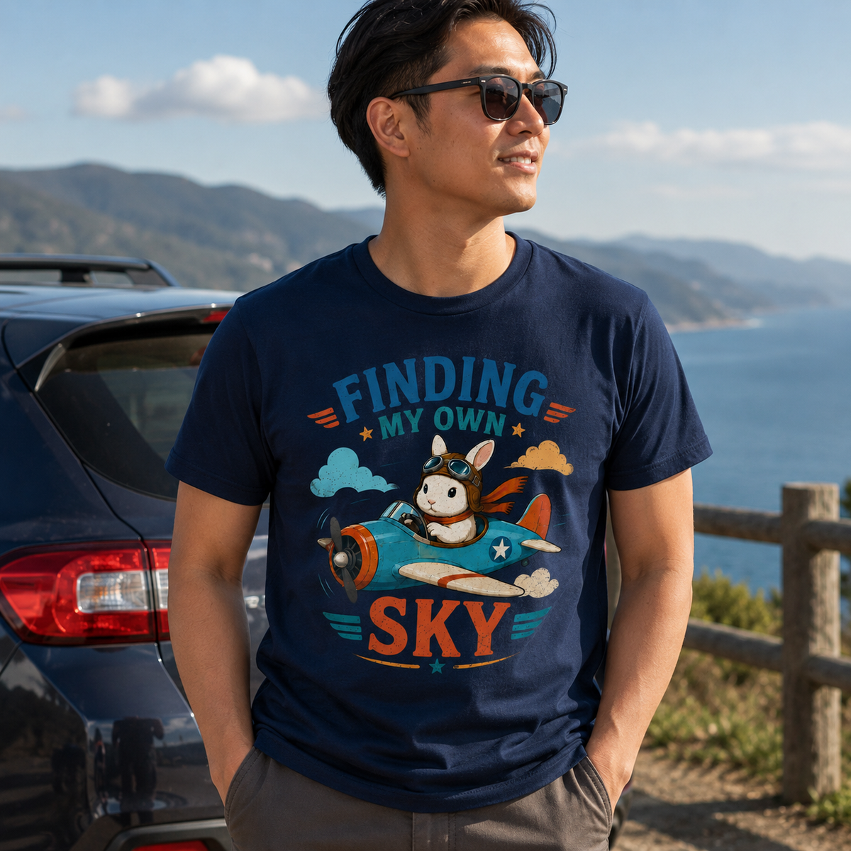 Finding My Own Sky Bunny Shirt, Rabbit Lover T-Shirt, Cute Aviator Bunny Tee, Inspirational Rabbit Gift