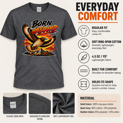 Born Unbound Eagle Shirt, Vintage Mountain Graphic Tee, Outdoors Adventure T-Shirt, Nature Lover Gift