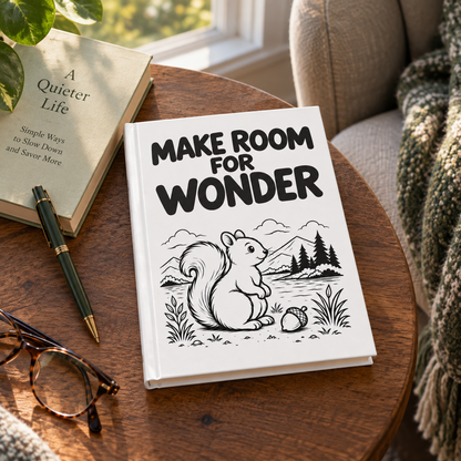 Make Room for Wonder Squirrel Journal, Nature Lover Gift, Lined Writing Notebook
