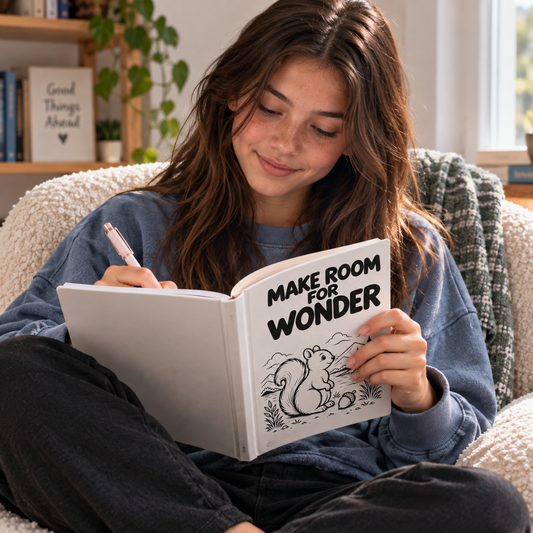 Make Room for Wonder Squirrel Journal, Nature Lover Gift, Lined Writing Notebook