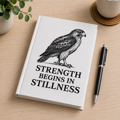 Strength Begins in Stillness Hawk Hardcover Journal