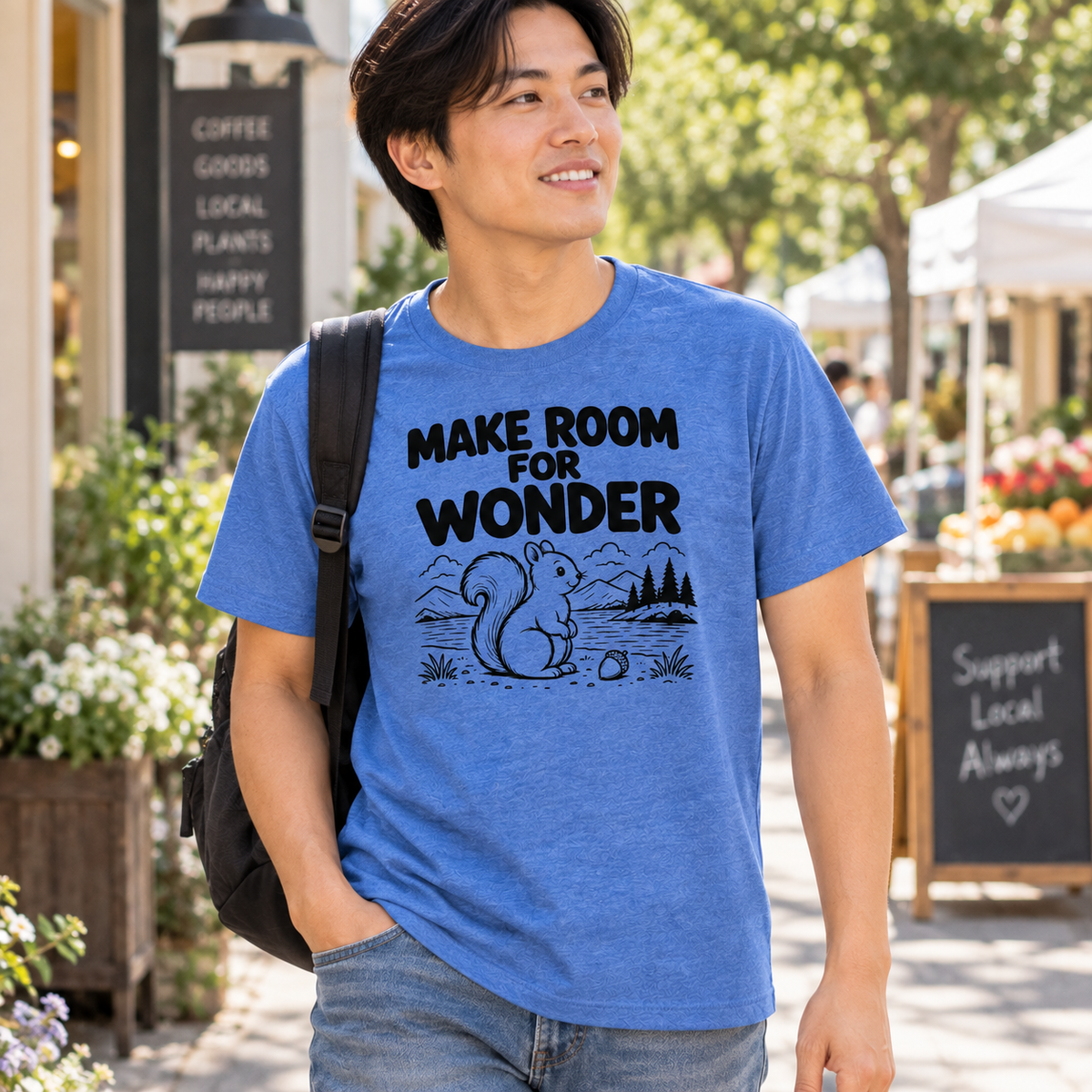 Squirrel Shirt, Nature Lover T-Shirt, Make Room for Wonder Tee, Woodland Animal Shirt, Outdoor Lover Gift, Cute Squirrel Gift