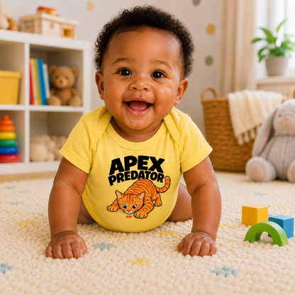 Apex Predator Baby Bodysuit, Funny Cat Baby Onesie, Orange Tabby Cat Infant Bodysuit, Cat Lover Baby Gift, Funny Baby Shower Gift