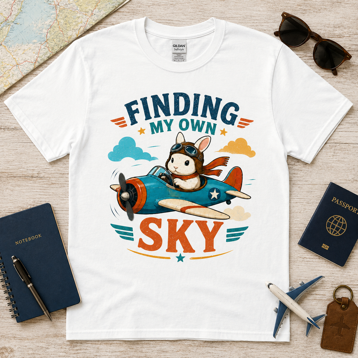 Finding My Own Sky Bunny Shirt, Rabbit Lover T-Shirt, Cute Aviator Bunny Tee, Inspirational Rabbit Gift