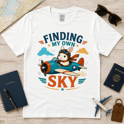 Finding My Own Sky Bunny Shirt, Rabbit Lover T-Shirt, Cute Aviator Bunny Tee, Inspirational Rabbit Gift
