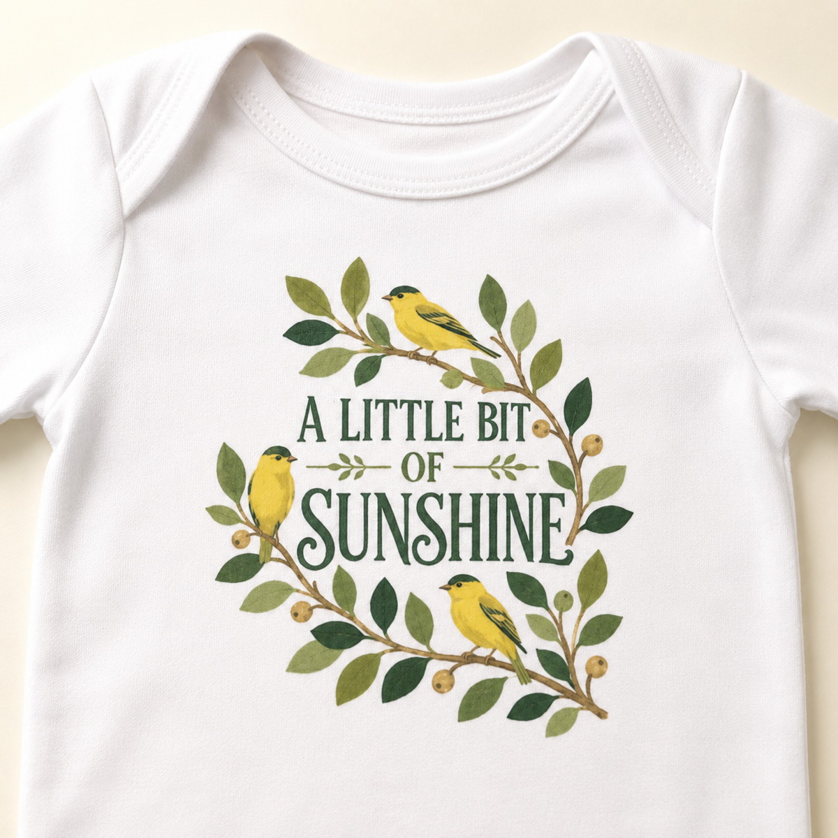 A Little Bit of Sunshine Baby Bodysuit, Bird and Nature Baby Onesie, Yellow Nursery Baby Shower Gift