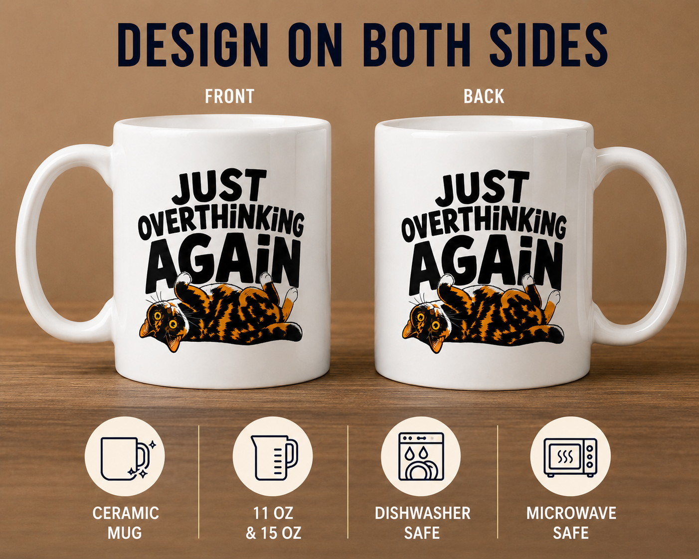 Funny Overthinking Cat Mug, Just Overthinking Again Coffee Mug, Anxious Cat Lover Gift, Funny Cat Mug, Overthinker Gift