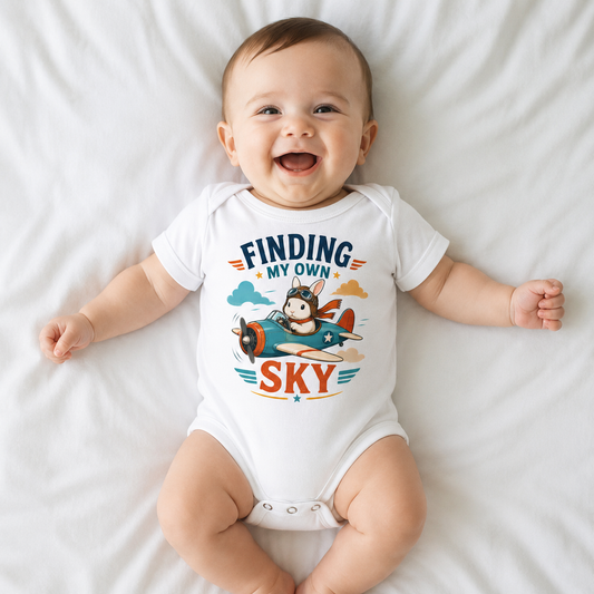 Finding My Own Sky Bunny Baby Bodysuit, Rabbit Pilot One Piece