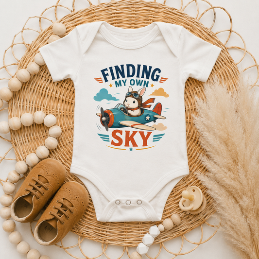 Finding My Own Sky Bunny Baby Bodysuit, Rabbit Pilot One Piece