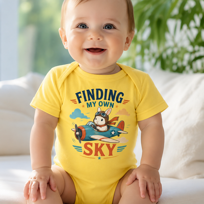 Finding My Own Sky Bunny Baby Bodysuit, Rabbit Pilot One Piece