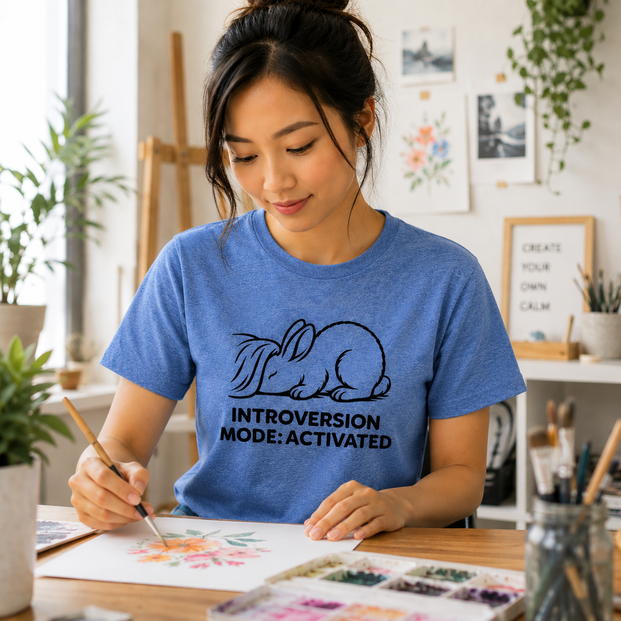 Introversion Mode Activated Bunny Shirt Cozy Rabbit Tee For Introverts