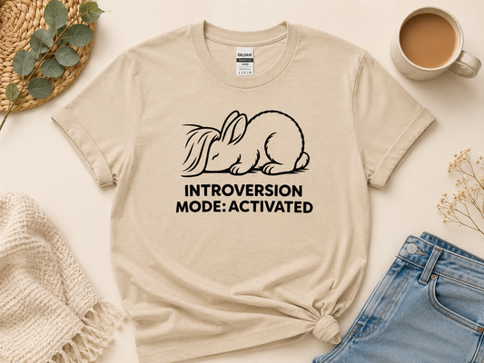 Introversion Mode Activated Bunny Shirt Cozy Rabbit Tee For Introverts