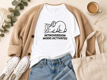 Introversion Mode Activated Bunny Shirt Cozy Rabbit Tee For Introverts