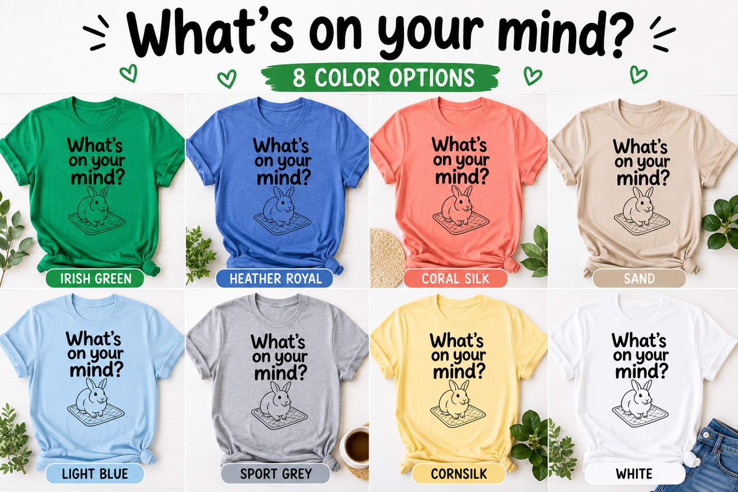 What's On Your Mind? Rabbit T-Shirt | Funny Bunny Lover Tee | Cute Pet Rabbit Shirt | Rabbit Mom Gift | Cozy Animal Graphic Tee