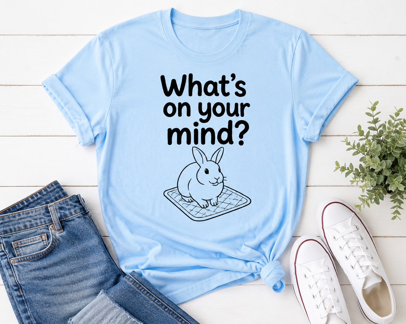 What's On Your Mind? Rabbit T-Shirt | Funny Bunny Lover Tee | Cute Pet Rabbit Shirt | Rabbit Mom Gift | Cozy Animal Graphic Tee