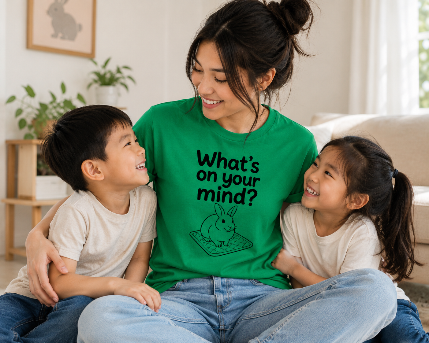 What's On Your Mind? Rabbit T-Shirt | Funny Bunny Lover Tee | Cute Pet Rabbit Shirt | Rabbit Mom Gift | Cozy Animal Graphic Tee