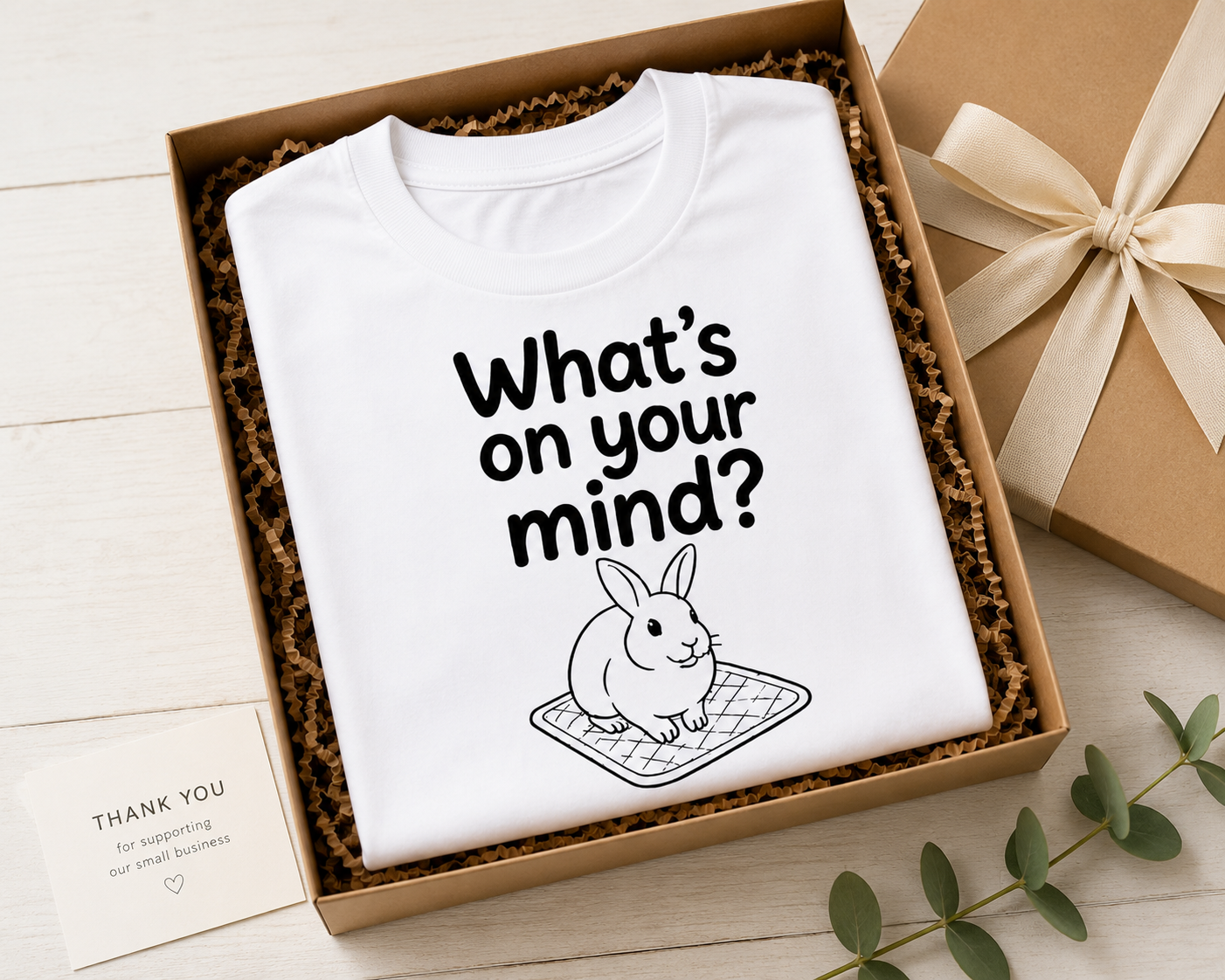 What's On Your Mind? Rabbit T-Shirt | Funny Bunny Lover Tee | Cute Pet Rabbit Shirt | Rabbit Mom Gift | Cozy Animal Graphic Tee
