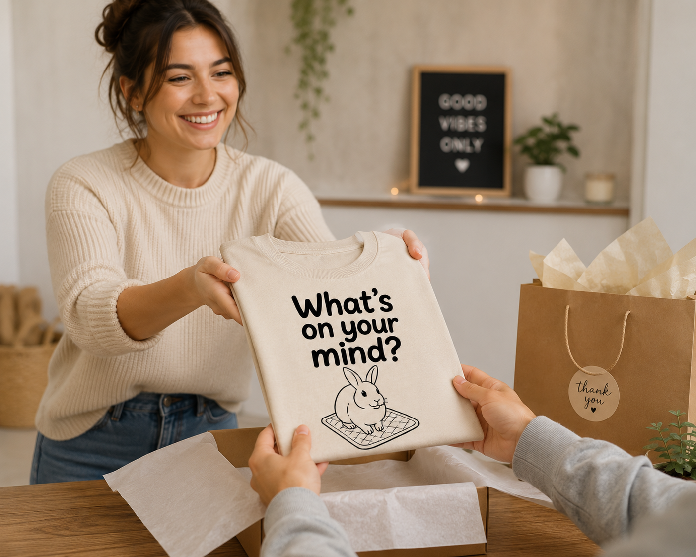 What's On Your Mind? Rabbit T-Shirt | Funny Bunny Lover Tee | Cute Pet Rabbit Shirt | Rabbit Mom Gift | Cozy Animal Graphic Tee