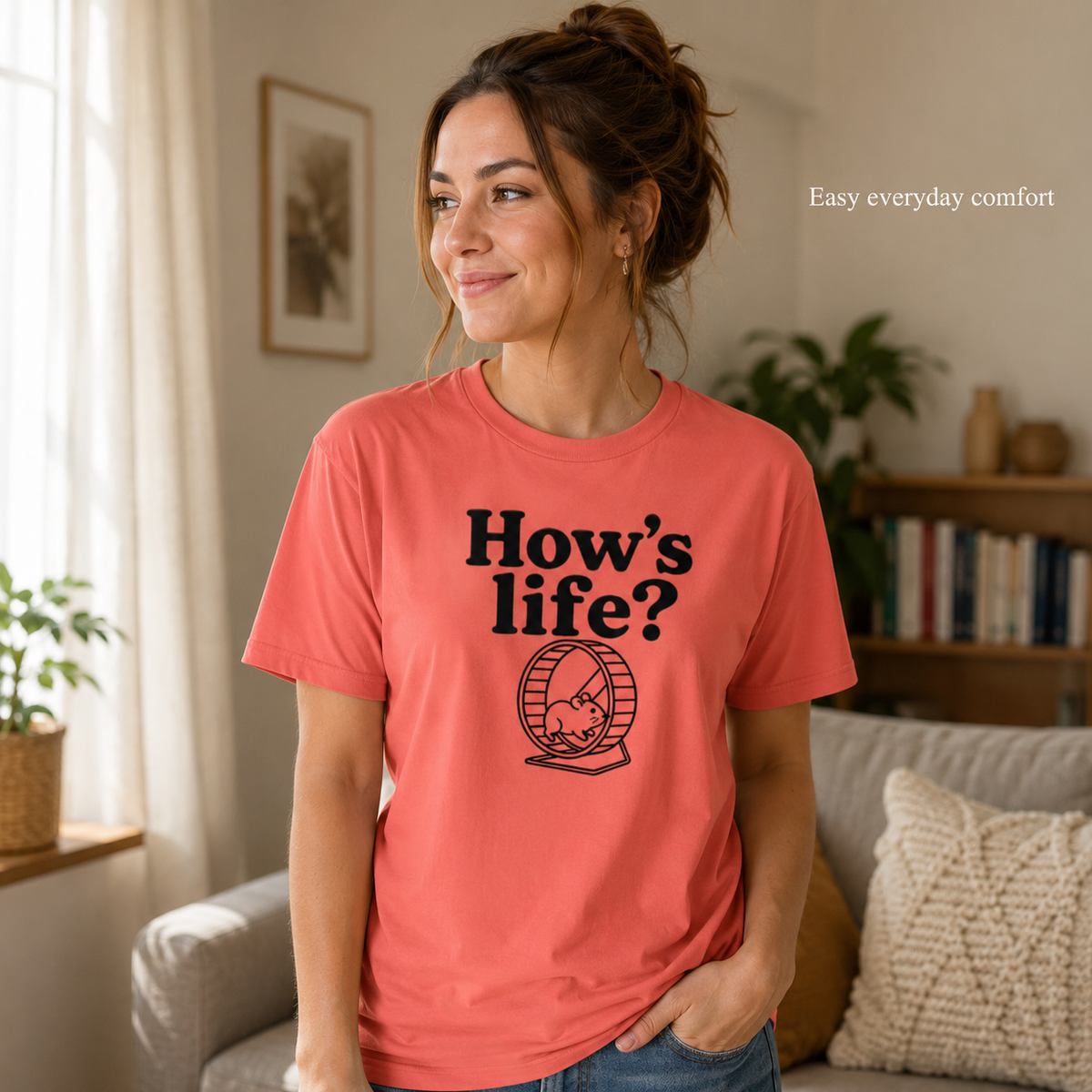 How’s Life Shirt, Funny Hamster Shirt, Hamster Wheel Tee, Funny Life T-Shirt, Hamster Lover Gift, Relatable Work Shirt