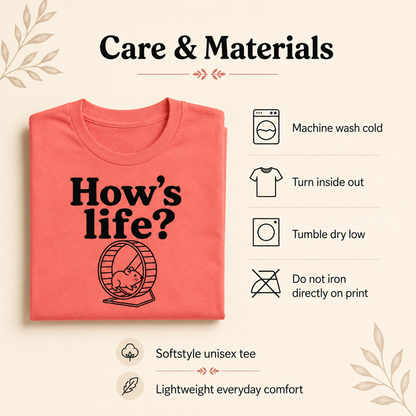 How’s Life Shirt, Funny Hamster Shirt, Hamster Wheel Tee, Funny Life T-Shirt, Hamster Lover Gift, Relatable Work Shirt