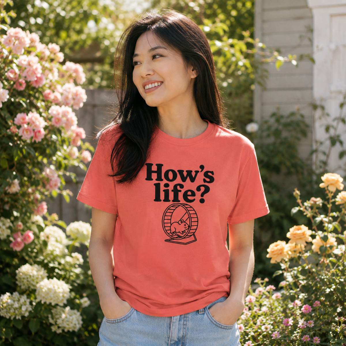 How’s Life Shirt, Funny Hamster Shirt, Hamster Wheel Tee, Funny Life T-Shirt, Hamster Lover Gift, Relatable Work Shirt