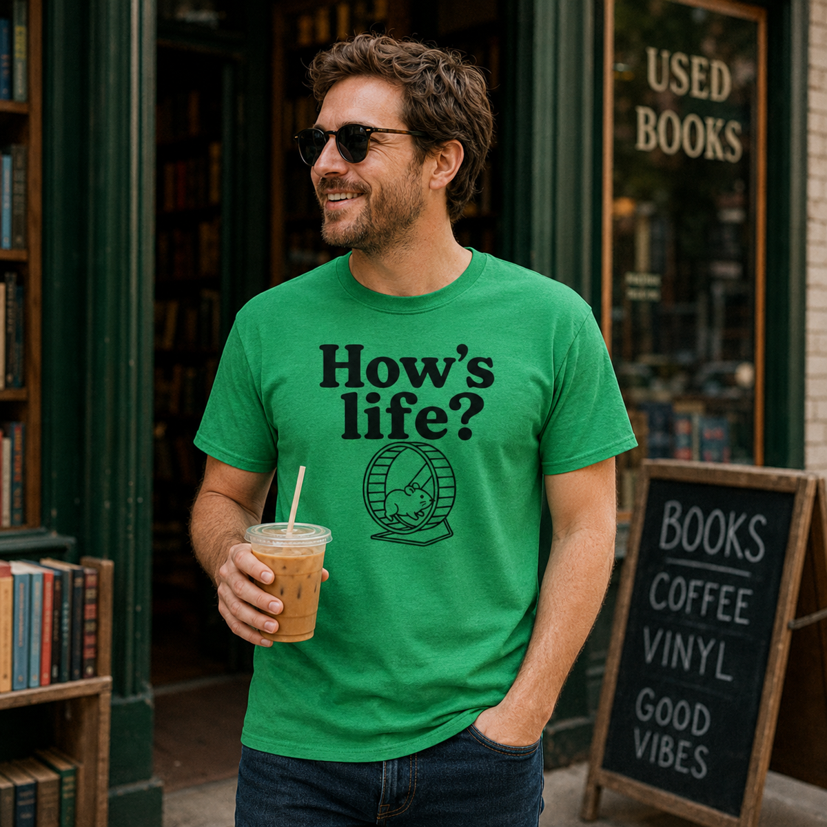 How’s Life Shirt, Funny Hamster Shirt, Hamster Wheel Tee, Funny Life T-Shirt, Hamster Lover Gift, Relatable Work Shirt