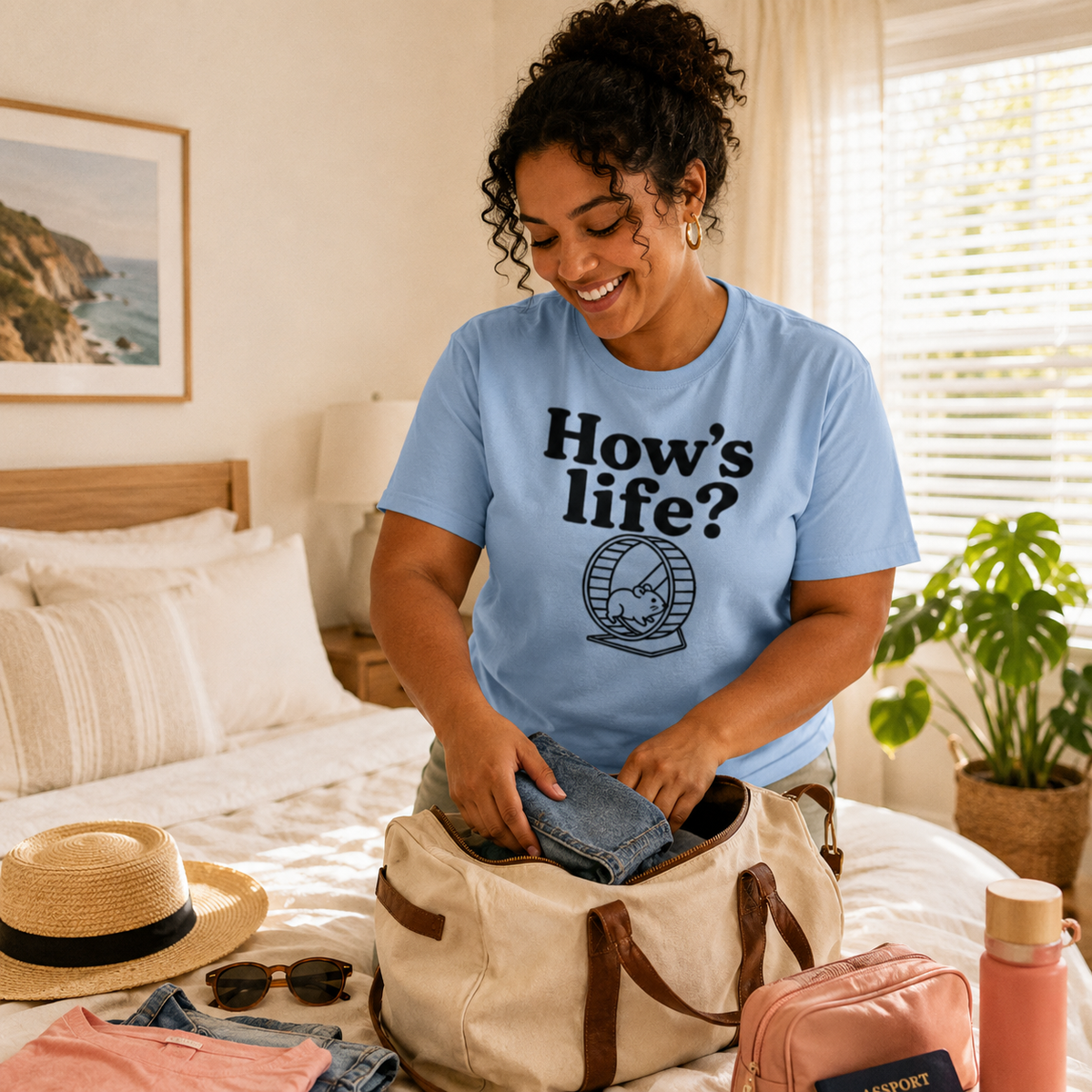 How’s Life Shirt, Funny Hamster Shirt, Hamster Wheel Tee, Funny Life T-Shirt, Hamster Lover Gift, Relatable Work Shirt