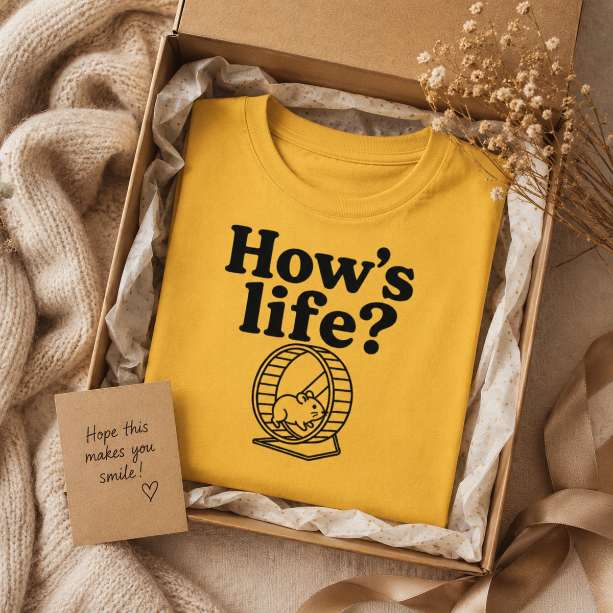 How’s Life Shirt, Funny Hamster Shirt, Hamster Wheel Tee, Funny Life T-Shirt, Hamster Lover Gift, Relatable Work Shirt