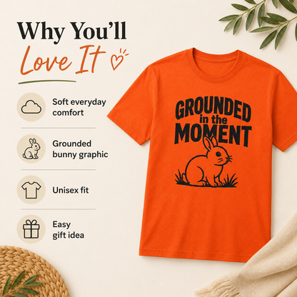 Grounded in the Moment Shirt, Mindfulness Bunny Tee, Rabbit Lover Gift, Positive Mental Health Shirt, Cute Unisex T-Shirt