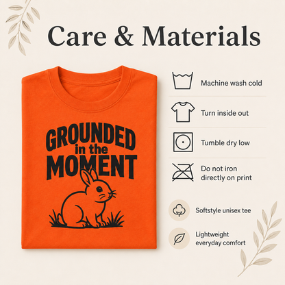 Grounded in the Moment Shirt, Mindfulness Bunny Tee, Rabbit Lover Gift, Positive Mental Health Shirt, Cute Unisex T-Shirt