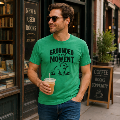 Grounded in the Moment Shirt, Mindfulness Bunny Tee, Rabbit Lover Gift, Positive Mental Health Shirt, Cute Unisex T-Shirt
