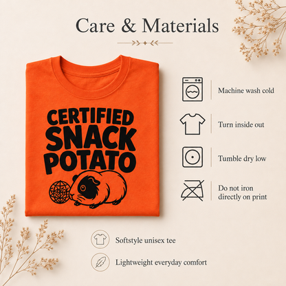 Guinea Pig Shirt, Certified Snack Potato Tee, Funny Cavy Lover Gift, Guinea Pig Mom Shirt, Small Pet T-Shirt