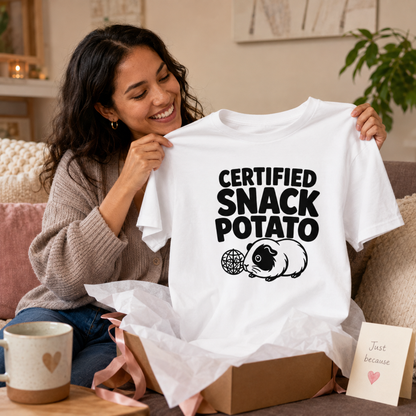 Guinea Pig Shirt, Certified Snack Potato Tee, Funny Cavy Lover Gift, Guinea Pig Mom Shirt, Small Pet T-Shirt
