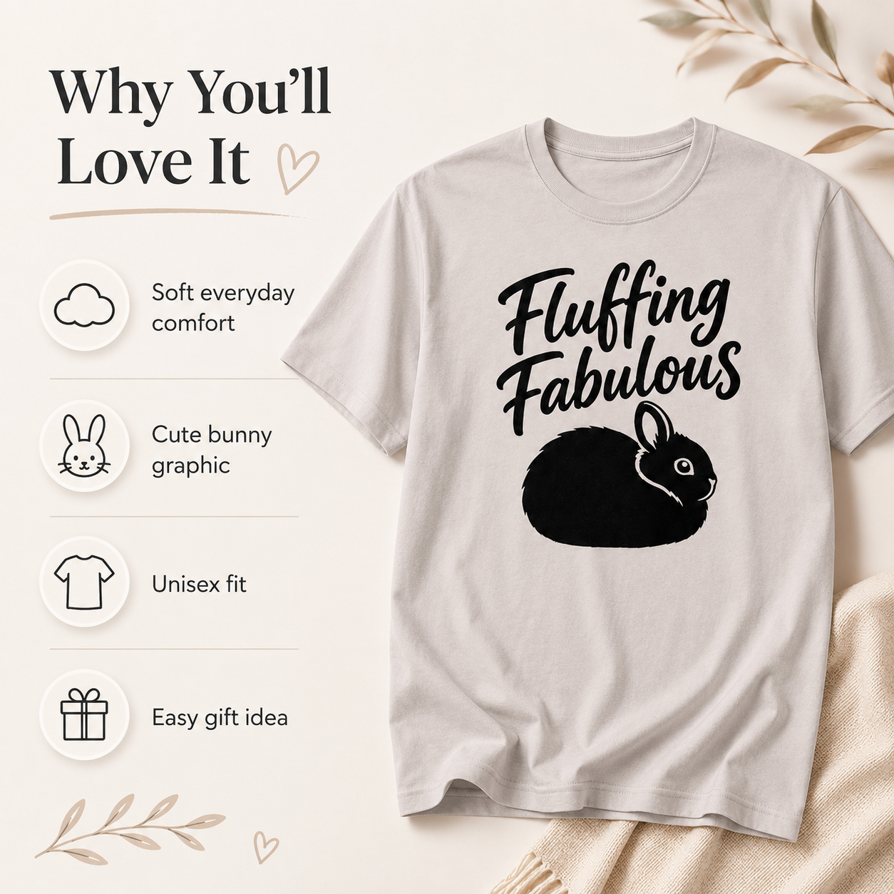 Funny Bunny Shirt, Fluffing Fabulous Tee, Rabbit Lover Gift, Bunny Mom Shirt, Cute Rabbit T-Shirt