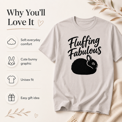 Funny Bunny Shirt, Fluffing Fabulous Tee, Rabbit Lover Gift, Bunny Mom Shirt, Cute Rabbit T-Shirt