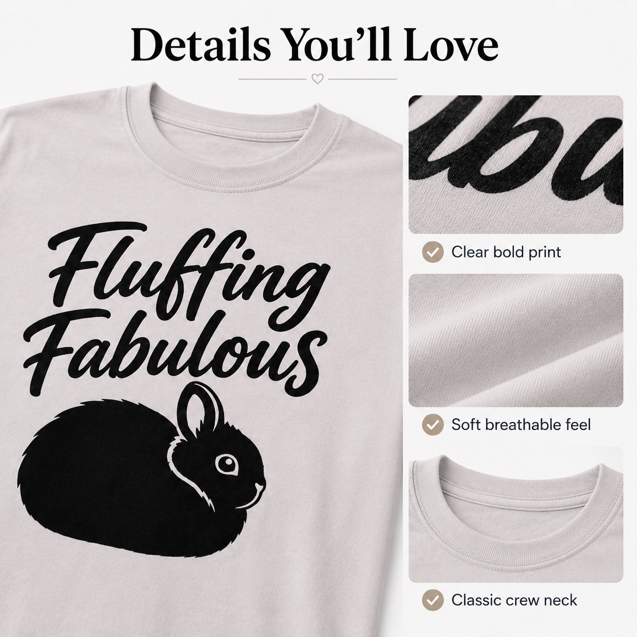 Funny Bunny Shirt, Fluffing Fabulous Tee, Rabbit Lover Gift, Bunny Mom Shirt, Cute Rabbit T-Shirt