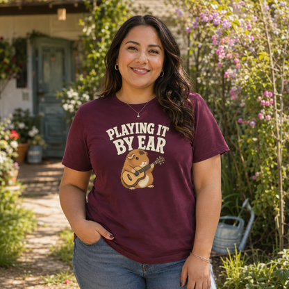 Playing It By Ear Guinea Pig Shirt, Funny Guinea Pig Lover Gift, Music Lover T-Shirt, Guitar Player Tee, Cute Pet Graphic Shirt
