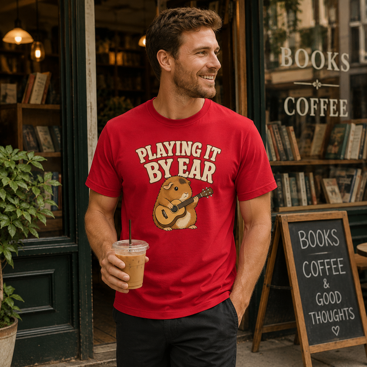 Playing It By Ear Guinea Pig Shirt, Funny Guinea Pig Lover Gift, Music Lover T-Shirt, Guitar Player Tee, Cute Pet Graphic Shirt