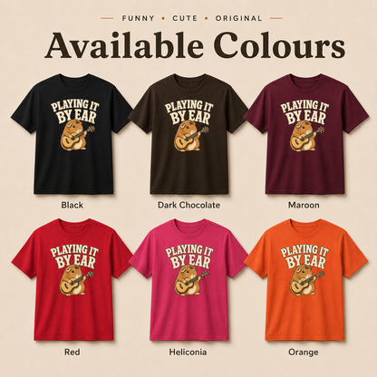 Playing It By Ear Guinea Pig Shirt, Funny Guinea Pig Lover Gift, Music Lover T-Shirt, Guitar Player Tee, Cute Pet Graphic Shirt