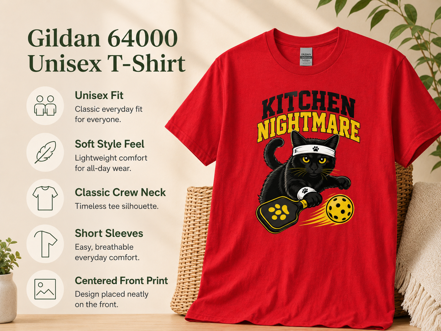 Kitchen Nightmare Black Cat Pickleball T-Shirt