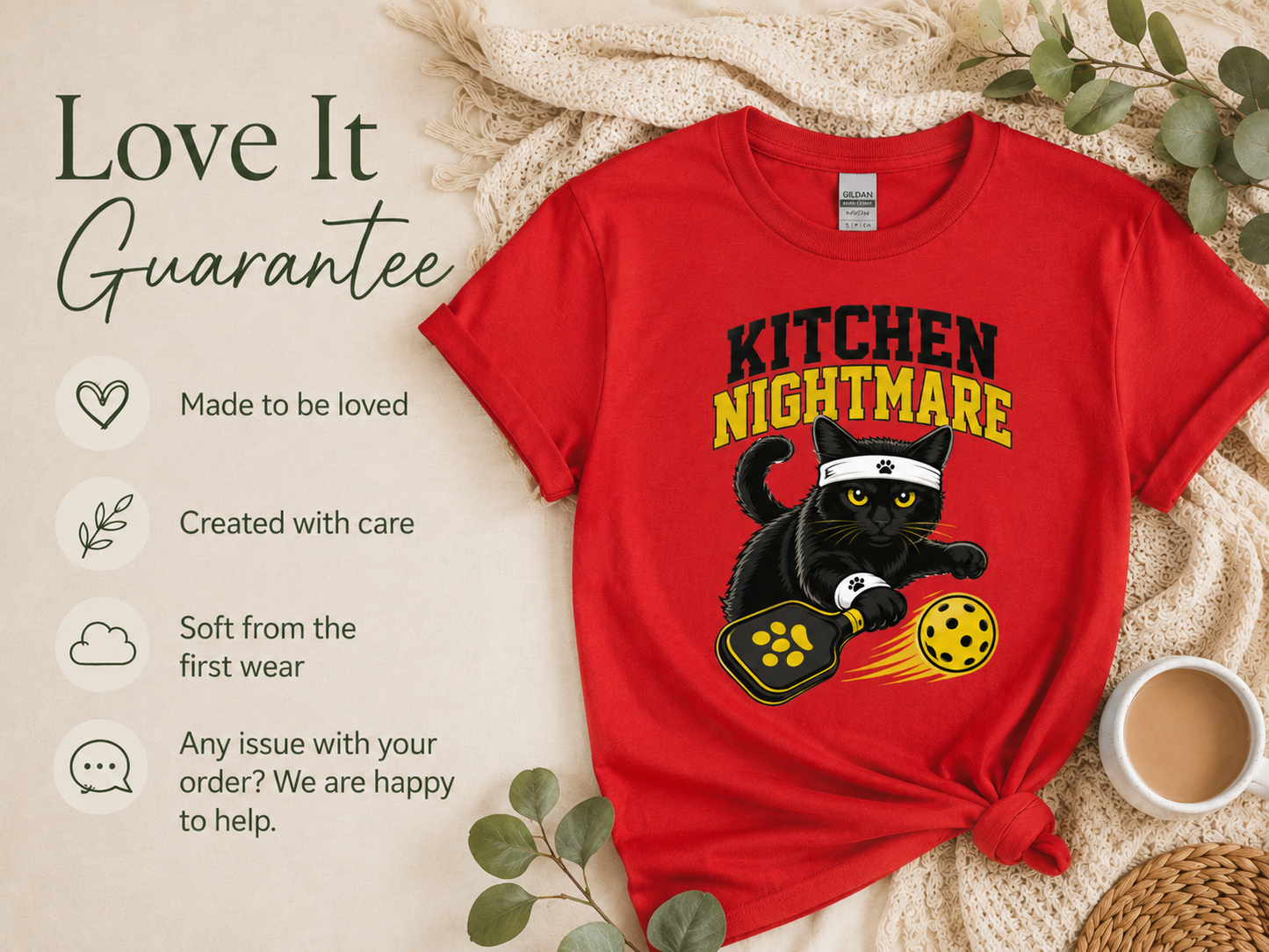 Kitchen Nightmare Black Cat Pickleball T-Shirt