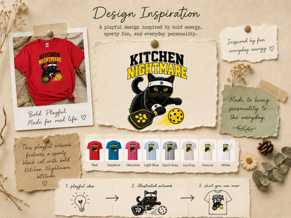 Kitchen Nightmare Black Cat Pickleball T-Shirt