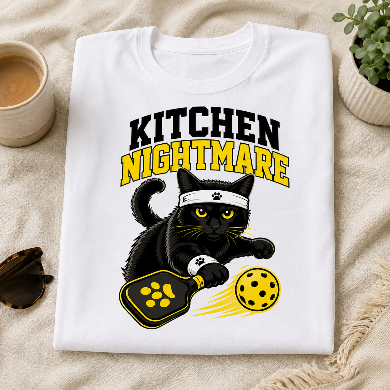 Kitchen Nightmare Black Cat Pickleball T-Shirt
