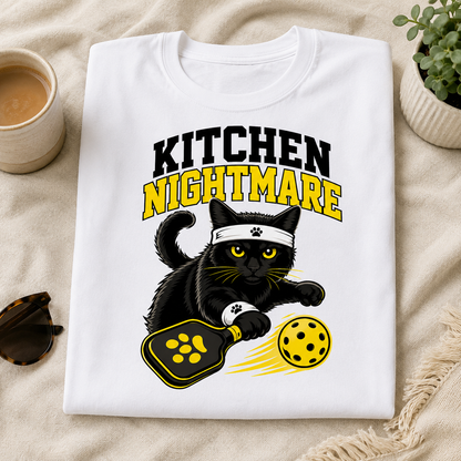 Kitchen Nightmare Black Cat Pickleball T-Shirt