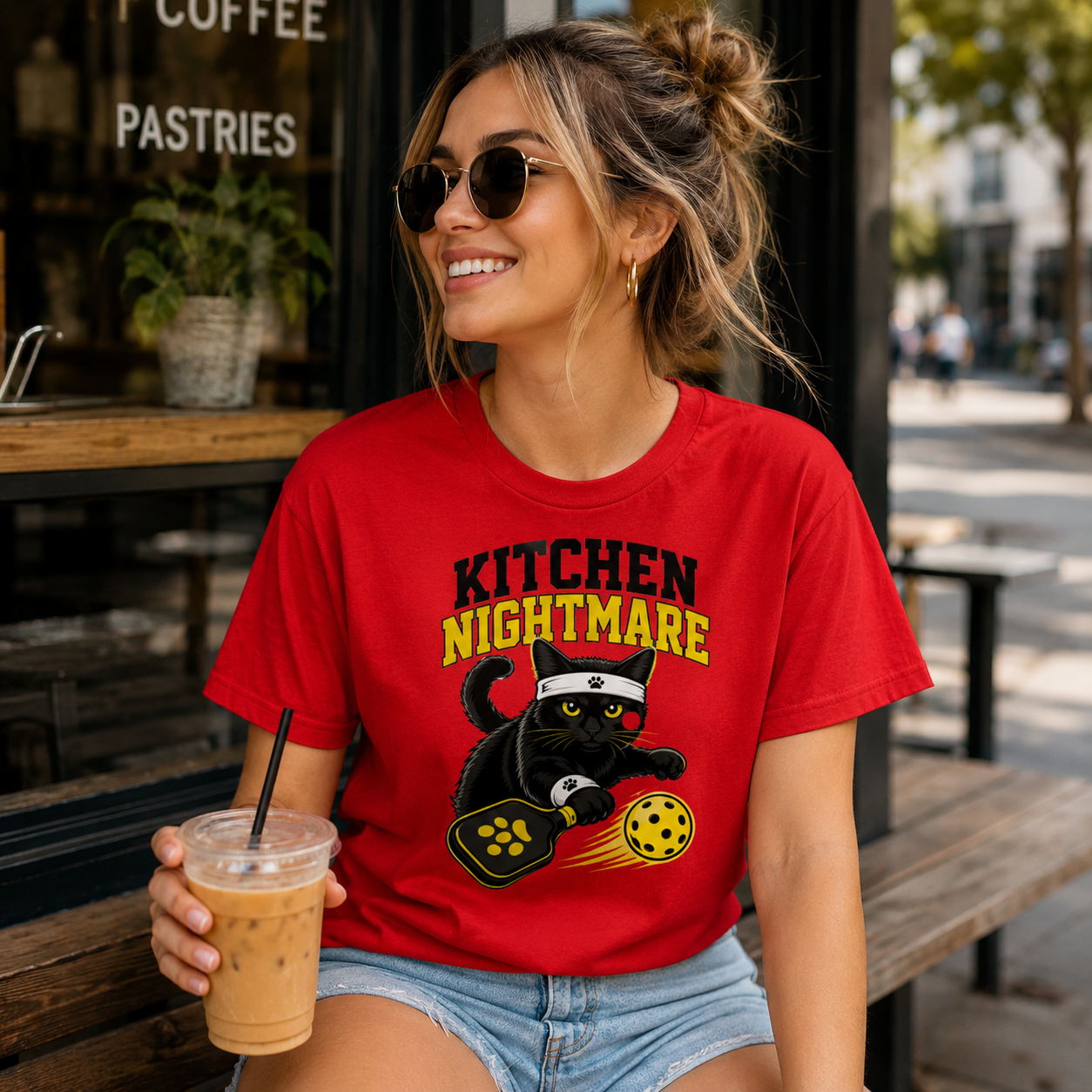 Kitchen Nightmare Black Cat Pickleball T-Shirt
