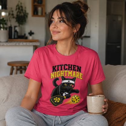 Kitchen Nightmare Black Cat Pickleball T-Shirt