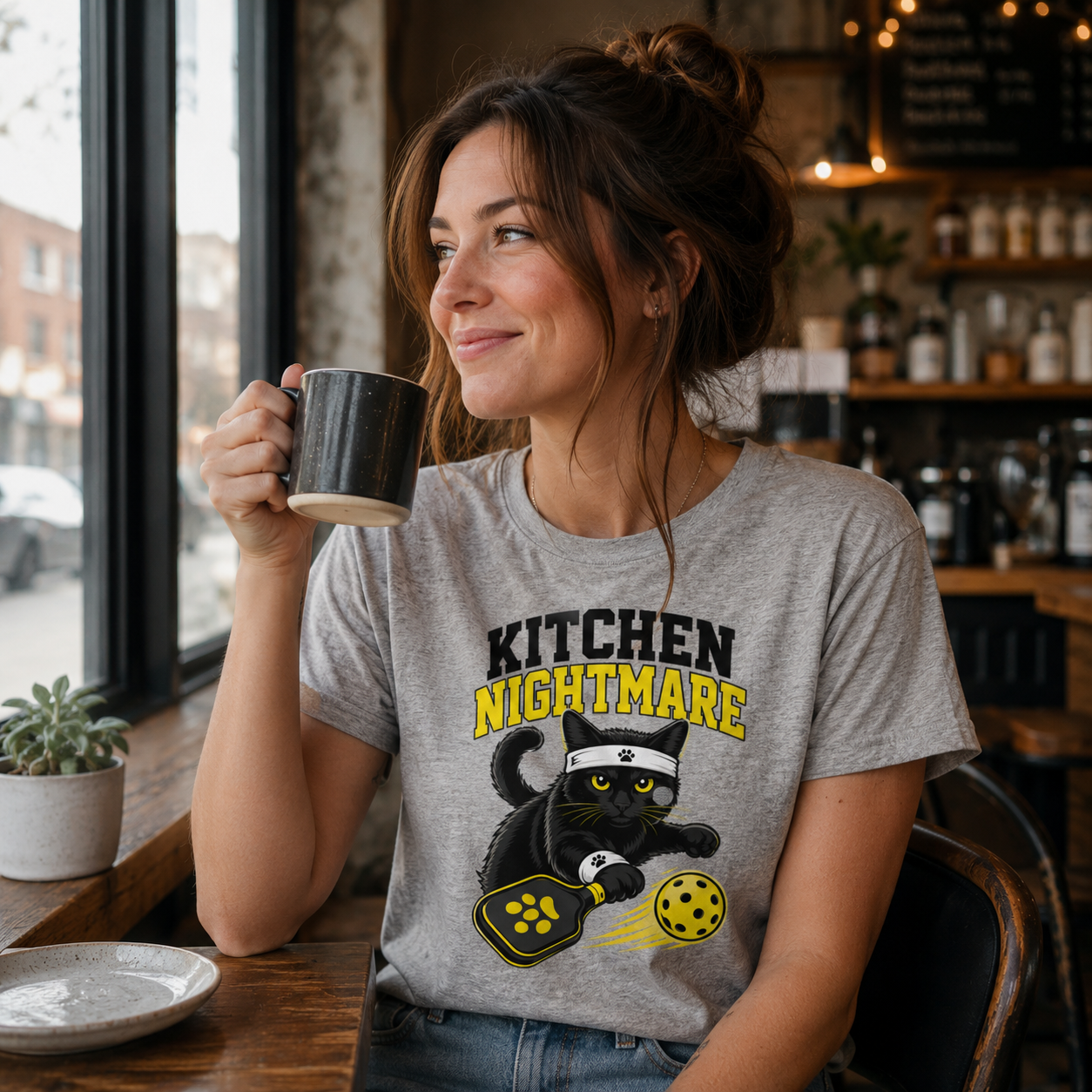 Kitchen Nightmare Black Cat Pickleball T-Shirt